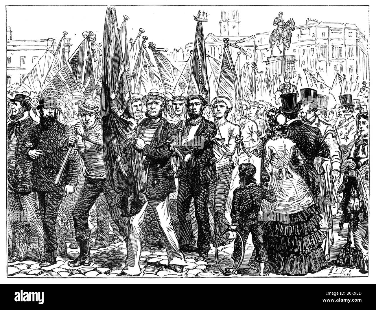 Demonstration of sailors, 19th century, (1900). Artist: Unknown Stock Photo