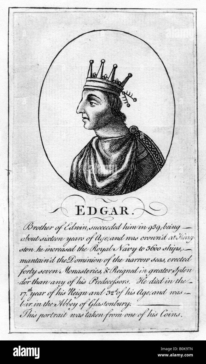 King Edgar of England, (944-975 AD). Artist: Unknown Stock Photo