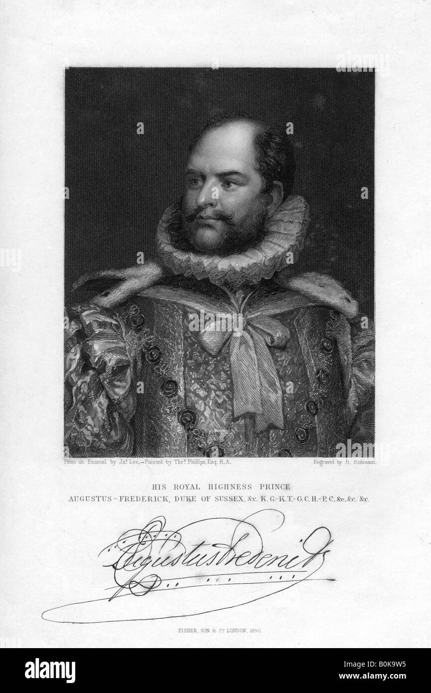 Prince Augustus Frederick, Duke of Sussex, 1840.Artist: H Robinson Stock Photo