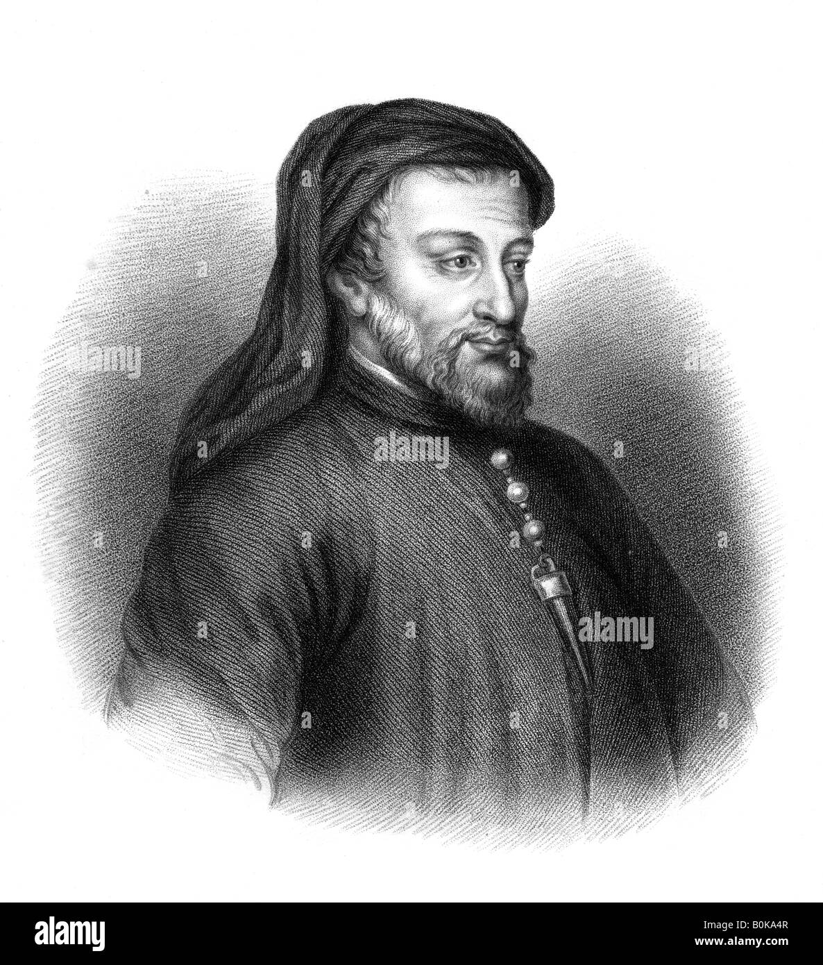 Geoffrey Chaucer, 14th century English author, poet, philosopher, bureaucrat, and diplomat.Artist: S Freeman Stock Photo
