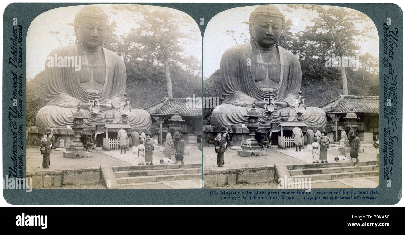 Great bronze Buddha, Kamakura, Japan, 1904. Artist: Underwood & Underwood Stock Photo