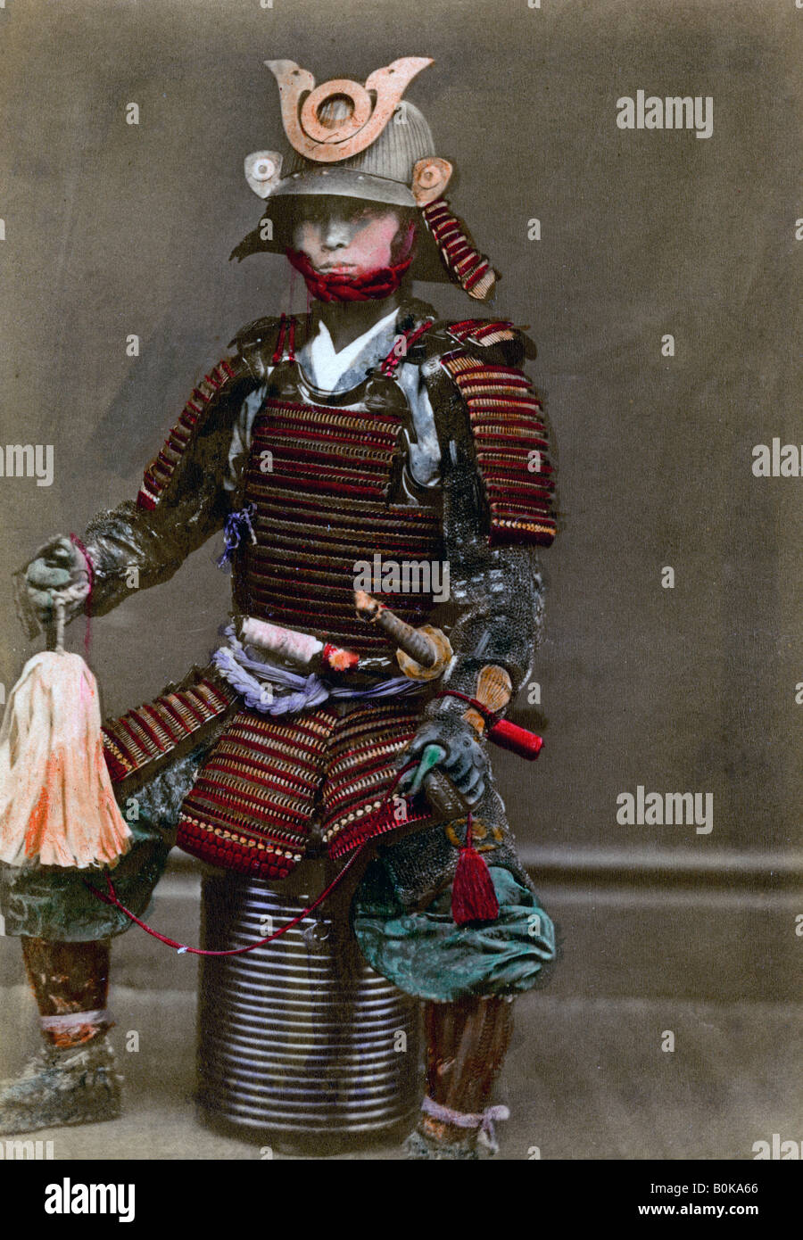 A samurai in armour, Japan, 1882. Artist: Felice Beato Stock Photo