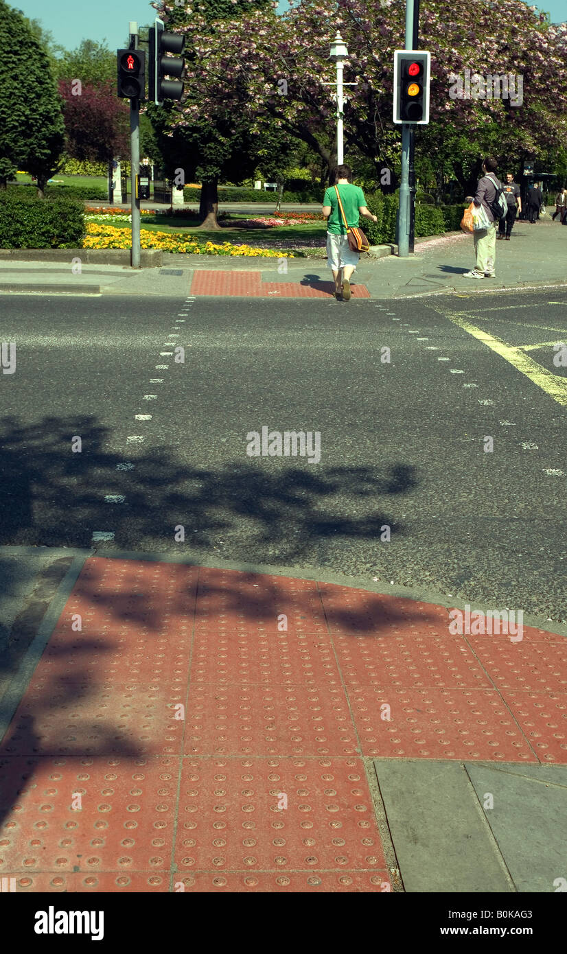Tactile Blister Paving at road crossing Stock Photo