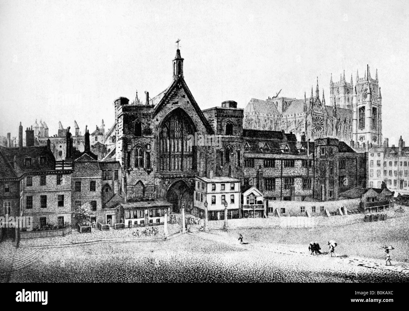 New Palace Yard, Westminster, in the 18th century, c1905. Artist: Unknown Stock Photo