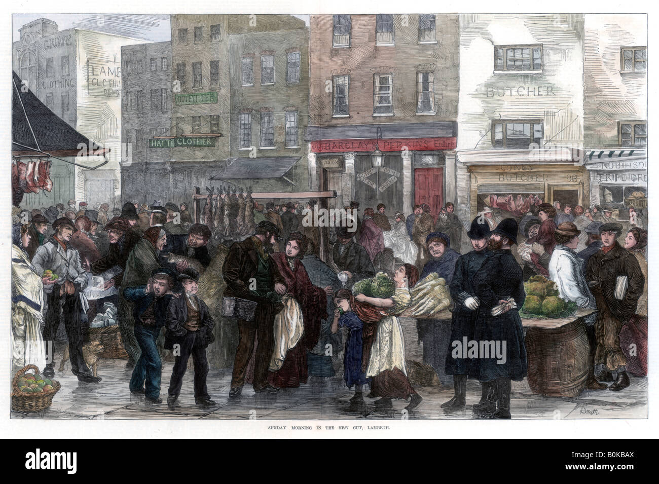 'Sunday Morning in the New Cut, Lambeth', 1872. Artist: Smith Stock Photo