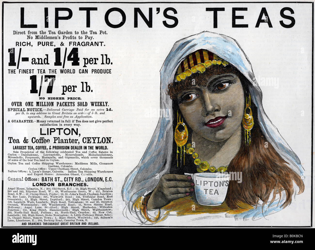 Liptons teas advertisement 1893 artist hires stock photography and
