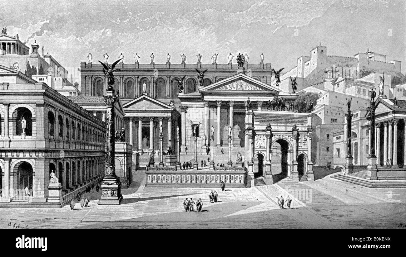 South and west sides of the Forum, Rome, (1902).Artist: C Hulsen Stock Photo