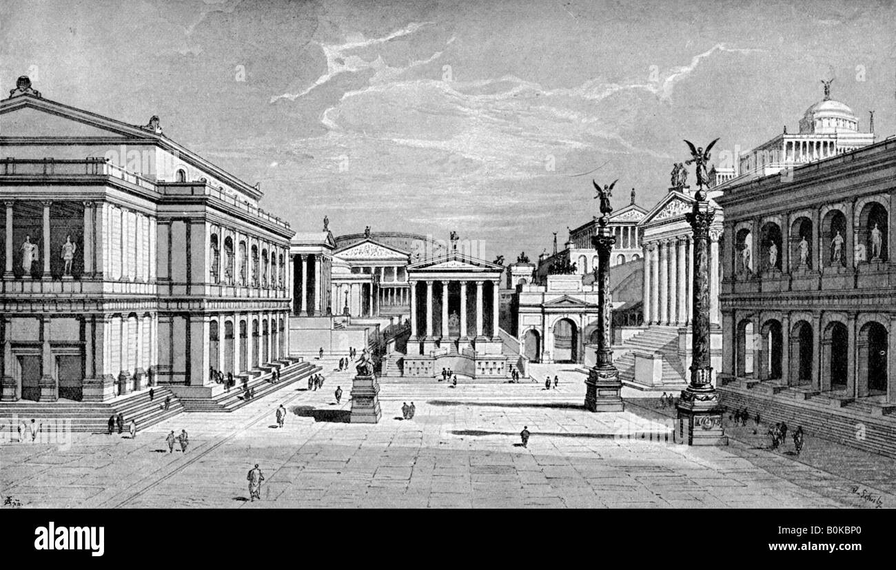 North and east sides of the Forum, Rome, (1902). Artist: C Hulsen Stock Photo