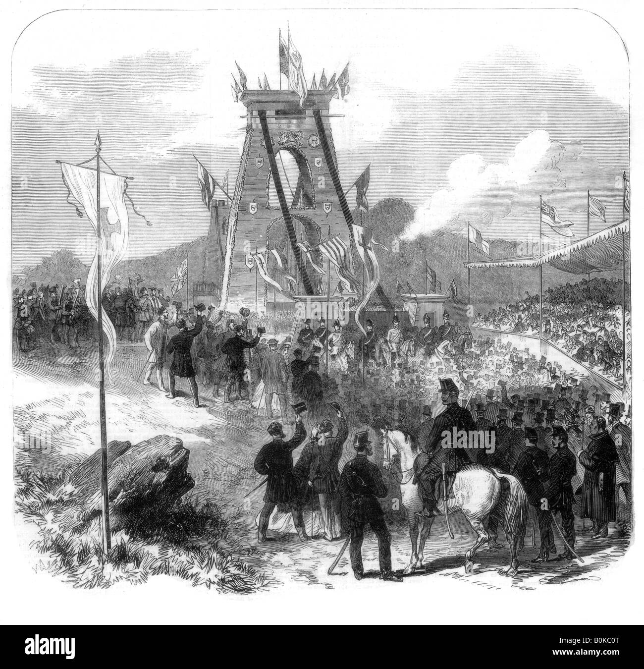Opening of the Clifton Suspension Bridge, Bristol, 1864. Artist: Unknown Stock Photo