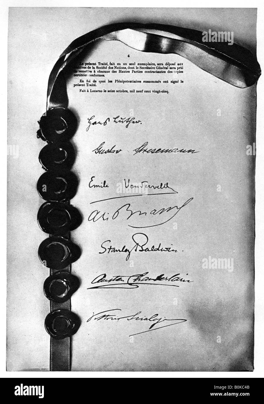 The Locarno Treaty sealed and signed in London, 1st December 1925, (1935). Artist: Unknown Stock Photo