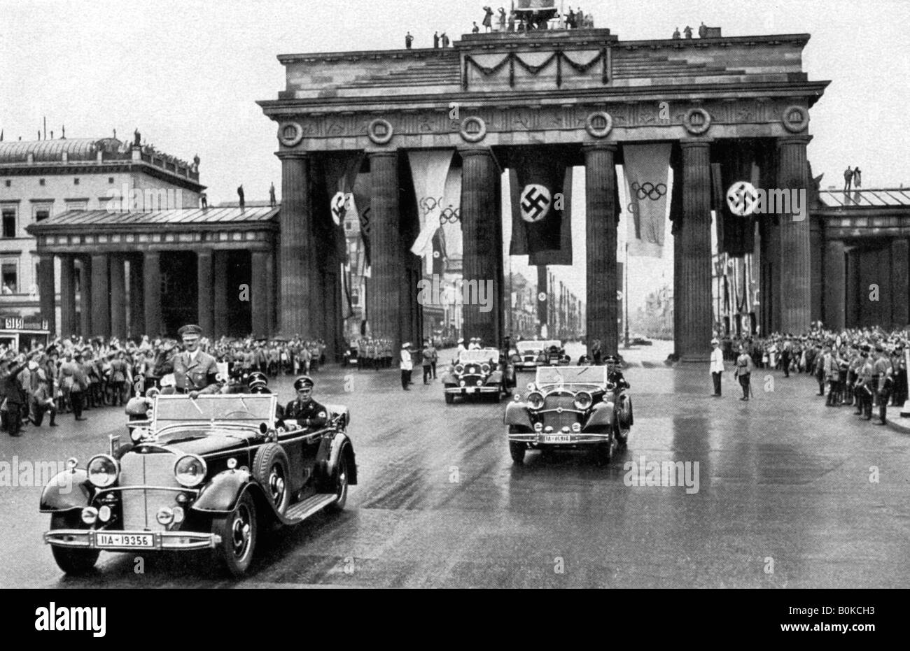 Adolf Hitler, Brandenburg Gate, Games of the XI Olympiad, Berlin, 1936. Artist: Unknown Stock Photo