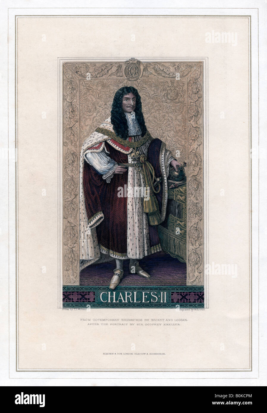 Charles II, King of England and Scotland. Artist H Bourne Stock Photo
