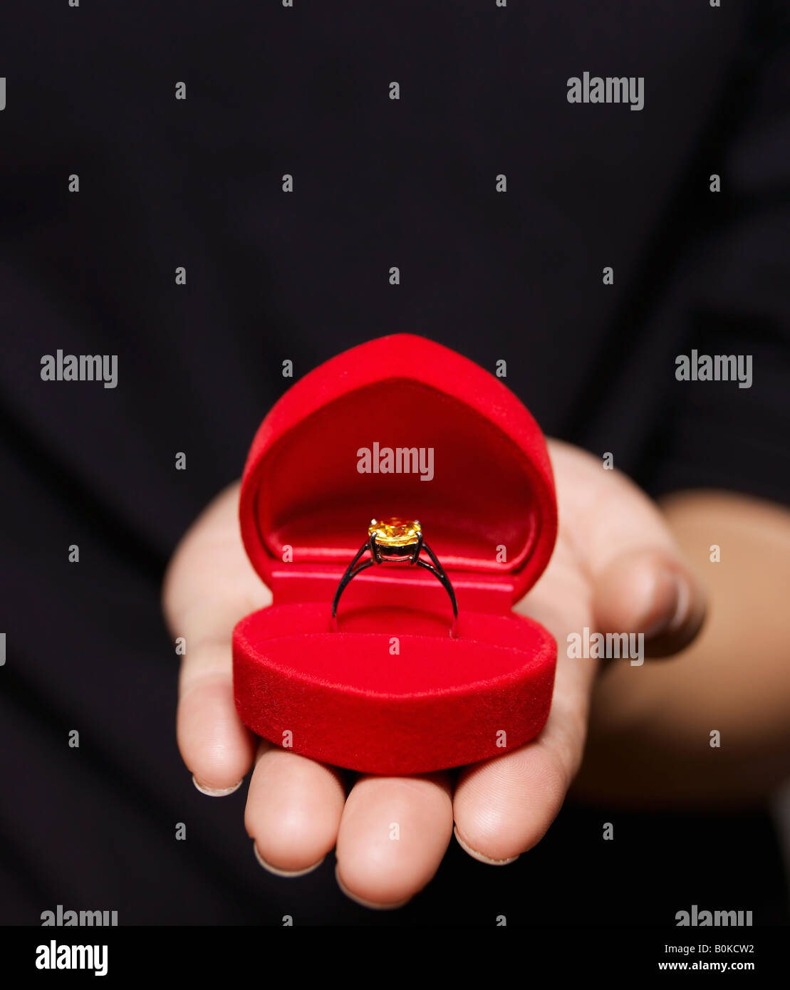 Engagement Ring on Man's Hand Stock Photo Alamy