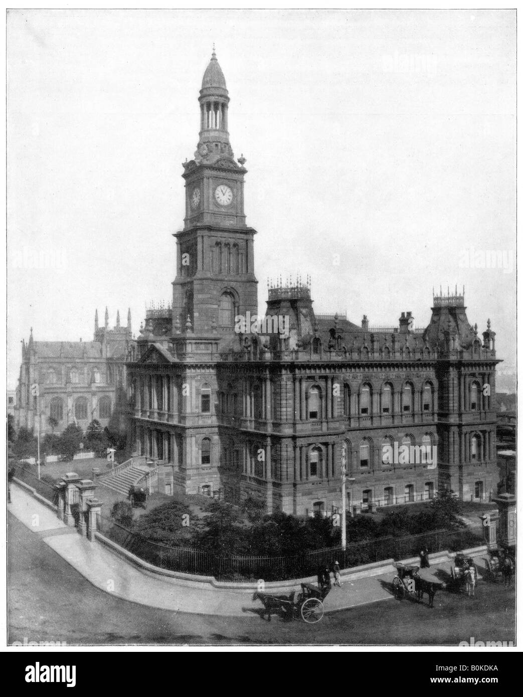Town Hall and Square, Sydney, Australia, late 19th century.Artist John