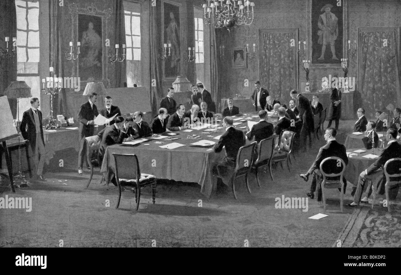 Signing the treaty of London, May 1913, (c1920). Artist: Unknown Stock Photo