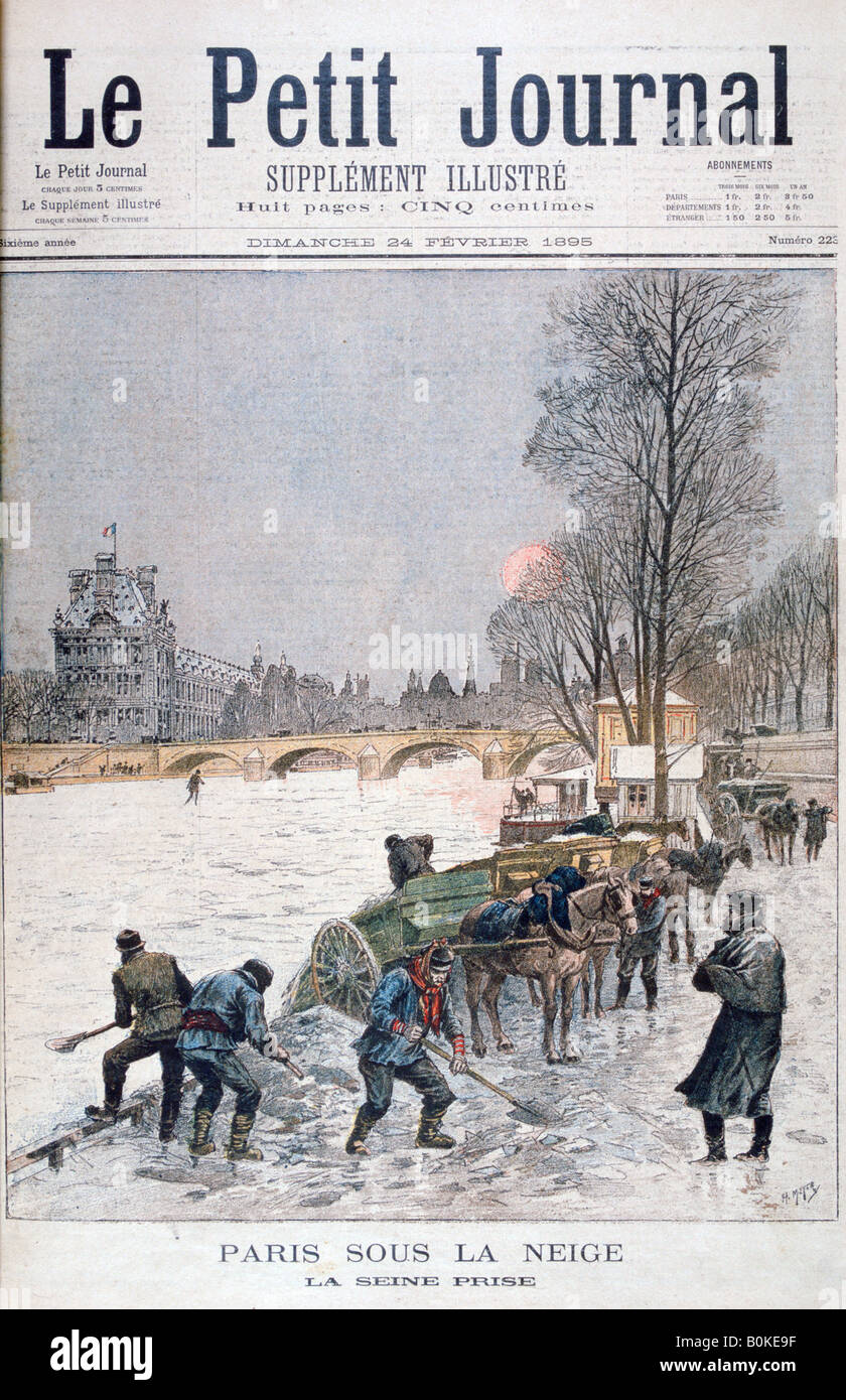 The frozen Seine, winter, Paris, 1895. Artist: Henri Meyer Stock Photo