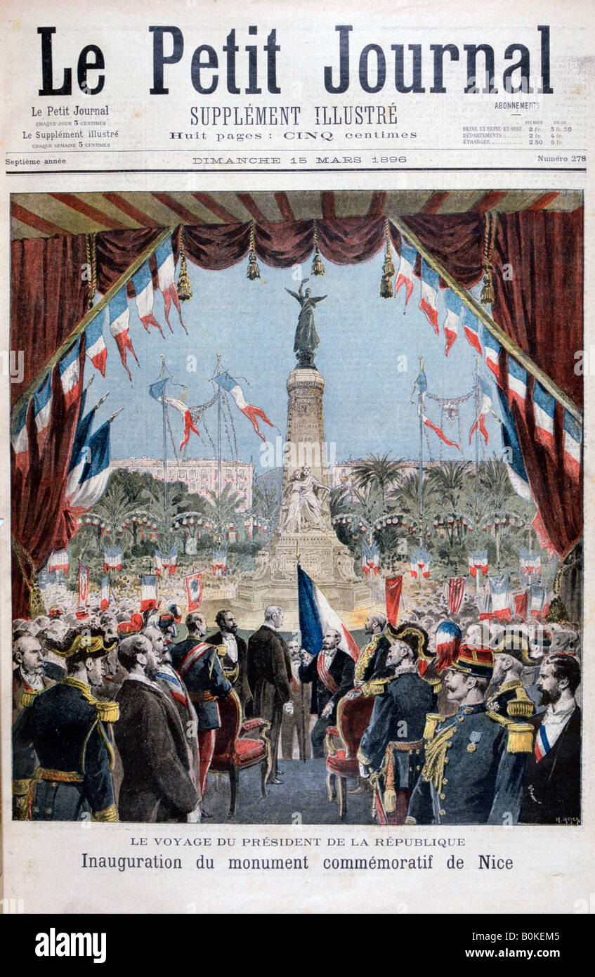 President Faure at the inauguration ceremony of a monument in Nice, 1896. Artist: Henri Meyer Stock Photo