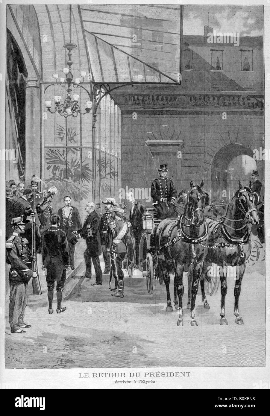 The return of Felix Faure, President of France, to Paris, after his visit to Russia, 1897. Artist: F Meaulle Stock Photo