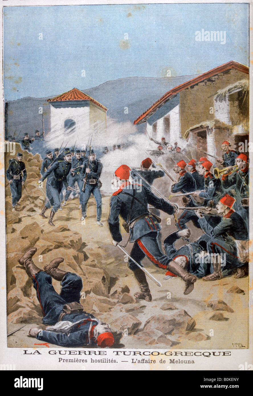 Battle of Meluna, Greco-Turkish War, 1897. Artist: Henri Meyer Stock Photo