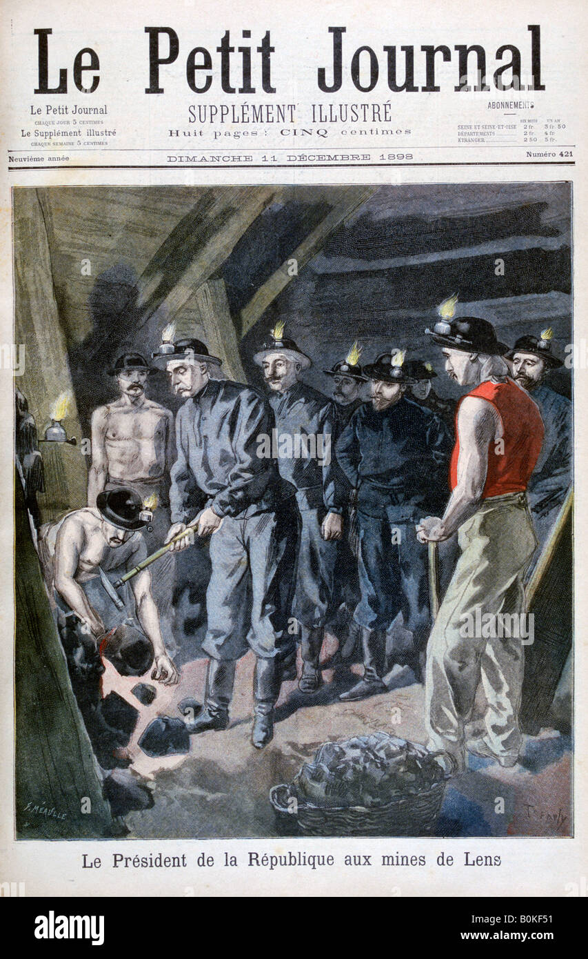 Felix Faure, President of the Republic, in the Mines at Lens, 1898. Artist: F Meaulle Stock Photo