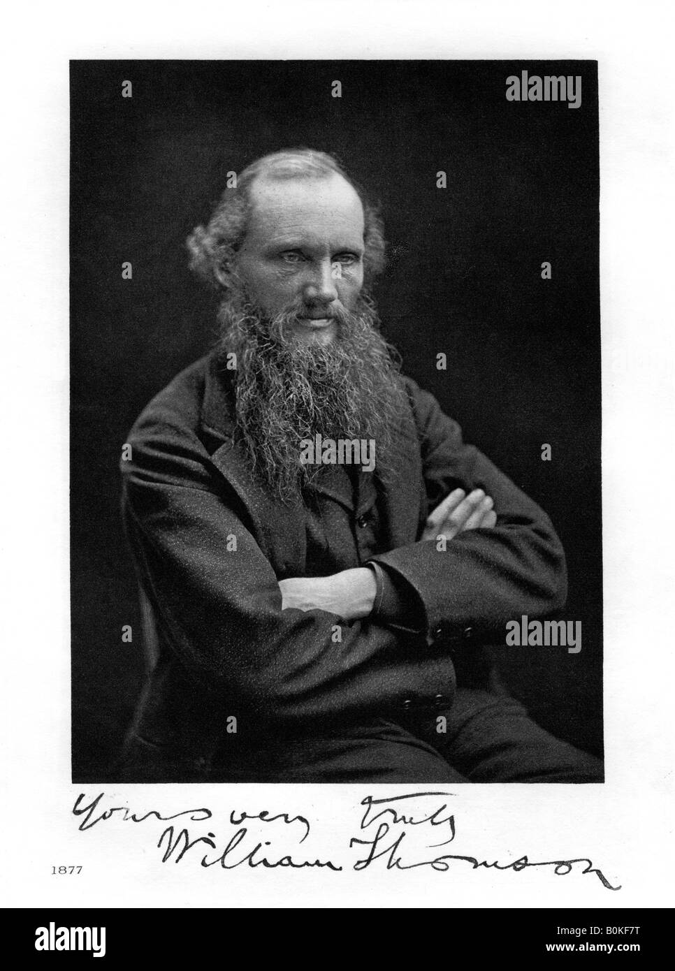 William Thomson, Lord Kelvin, Irish-Scottish mathematician, physicist and engineer, 1877. Artist: Unknown Stock Photo