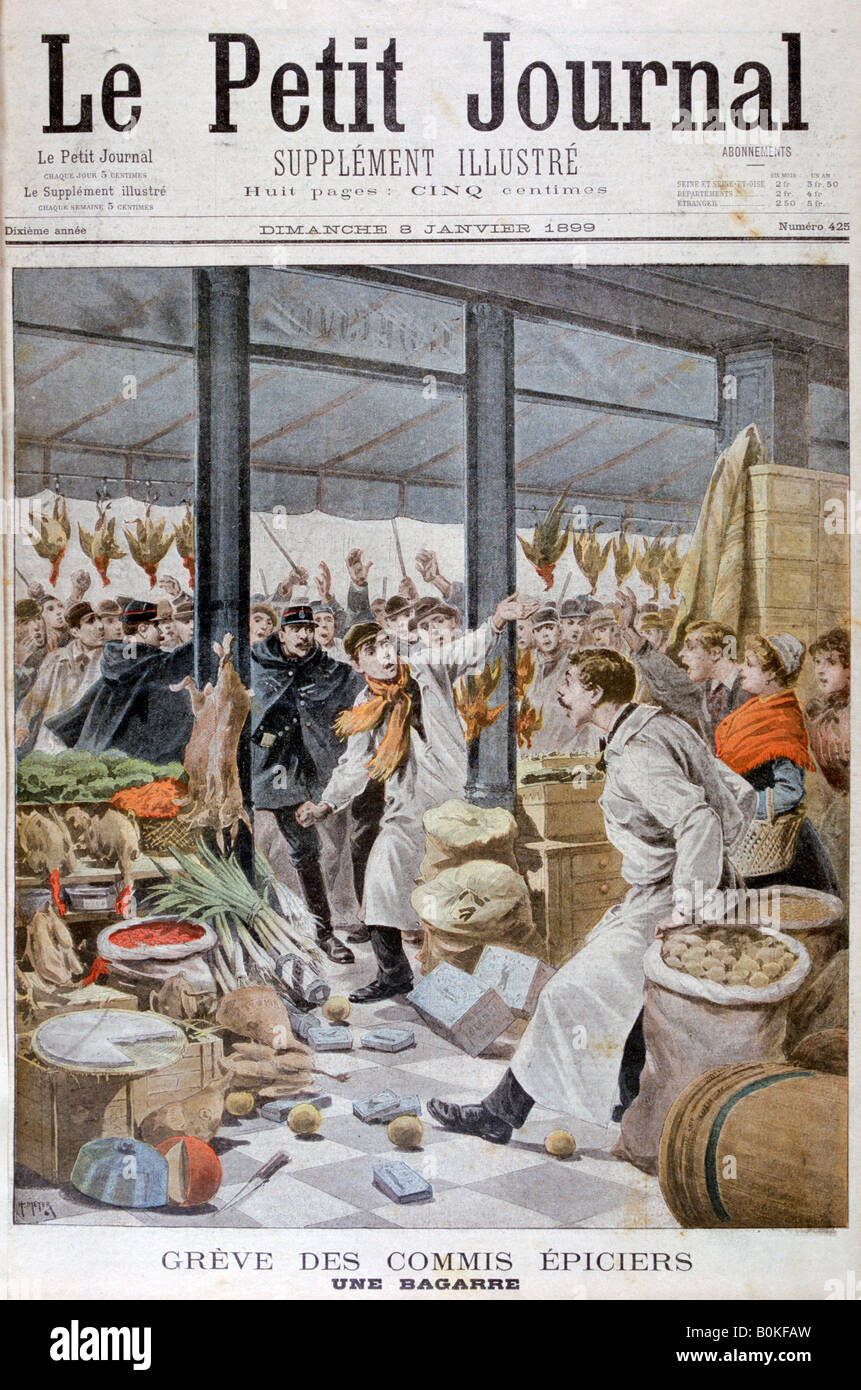A fight during the grocers strike, Paris, 1899. Artist: Henri Meyer Stock Photo