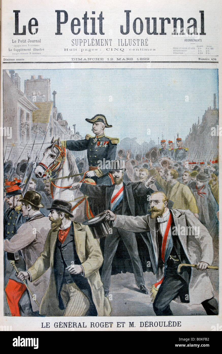 Paul Déroulède grabbing General Roget's bridle, Paris, 1899. Artist: Henri Meyer Stock Photo