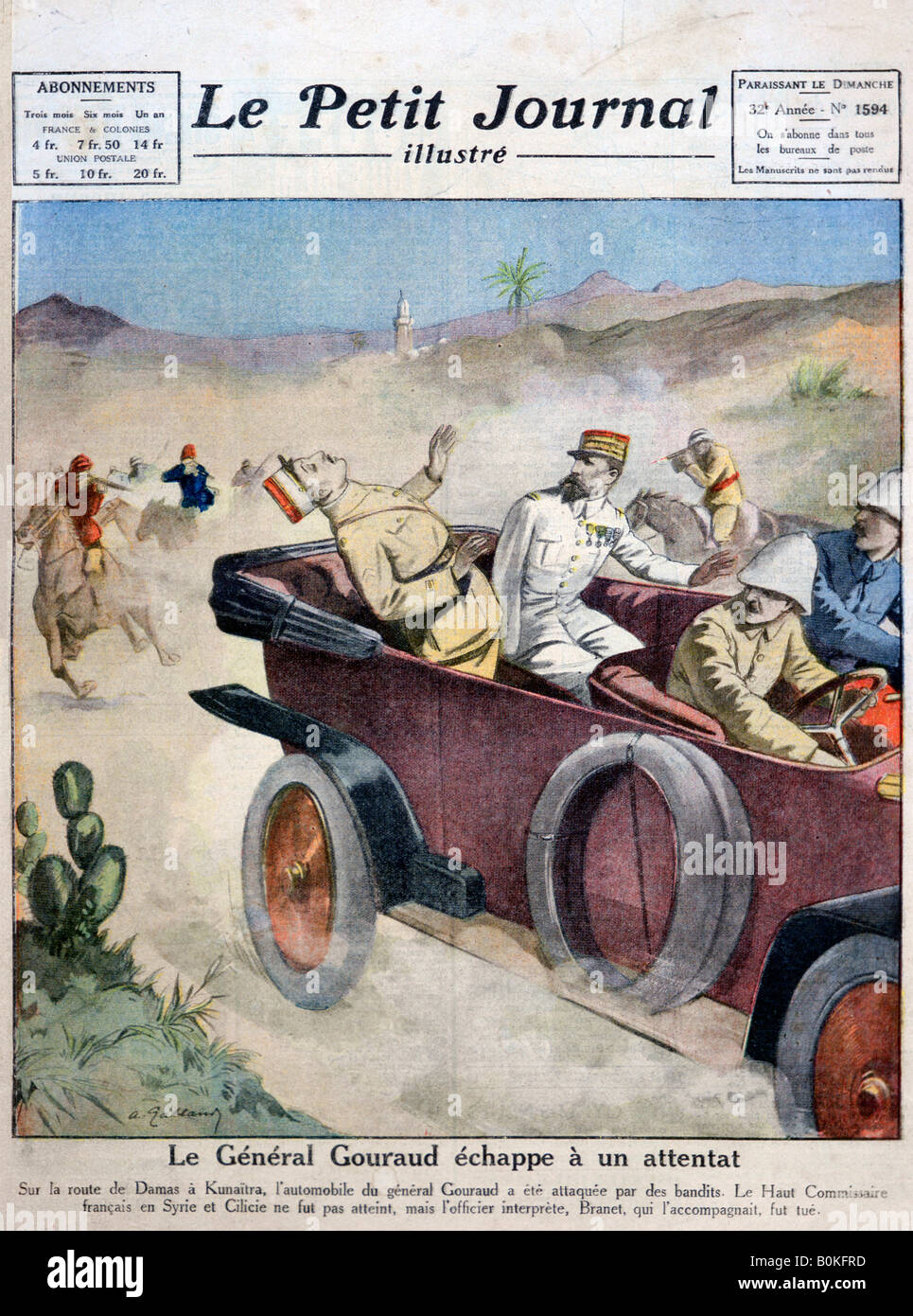 George Gouraud General Gouraud escapes an assassination attempt on route from Damascas ...