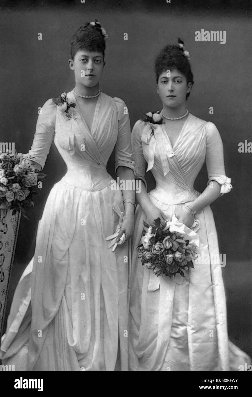 The Princesses Victoria (1868-1935) and Maud (1869-1938) of Wales, 1890.Artist: W&D Downey Stock Photo