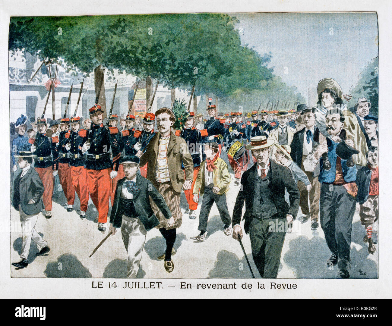 French soldiers returning from the Review on 14th July, (1901). Artist: Unknown Stock Photo