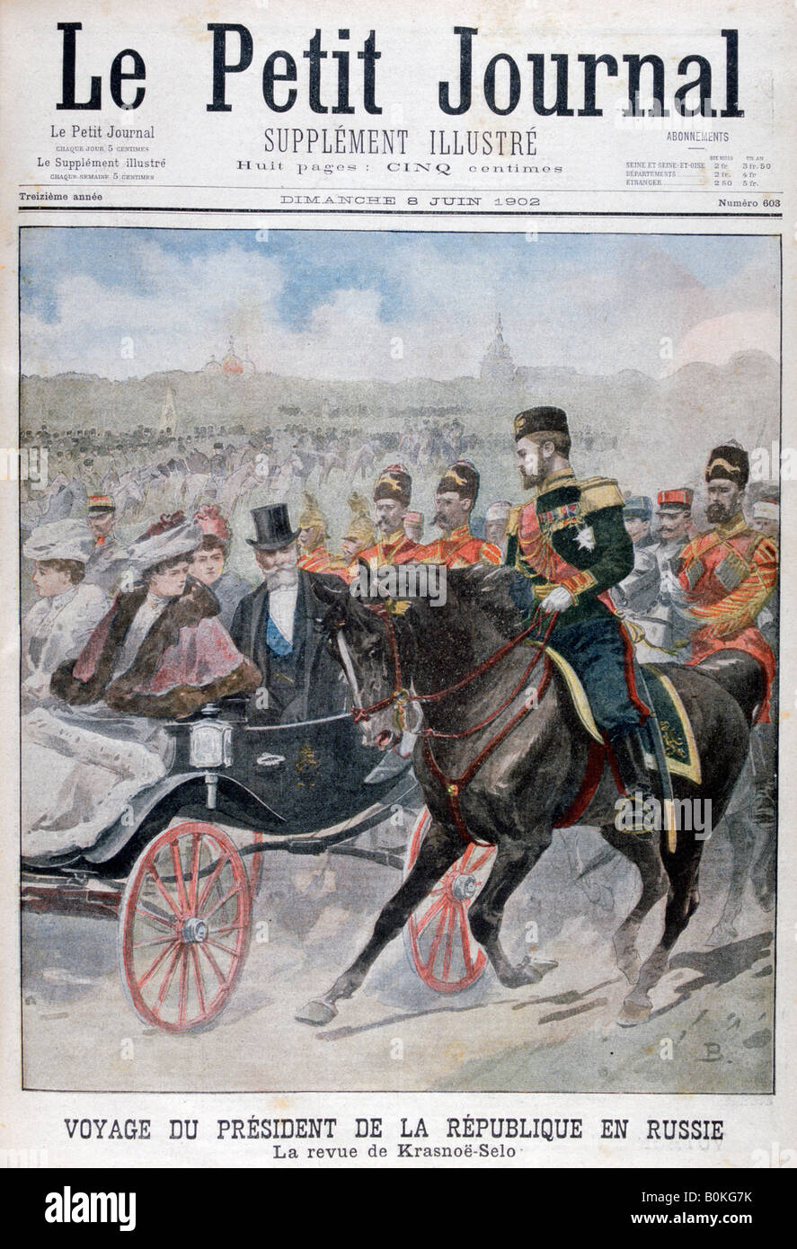 The President of the Republic of France reviewing troops, Krasnoye Selo, Russia, 1902. Artist: Unknown Stock Photo