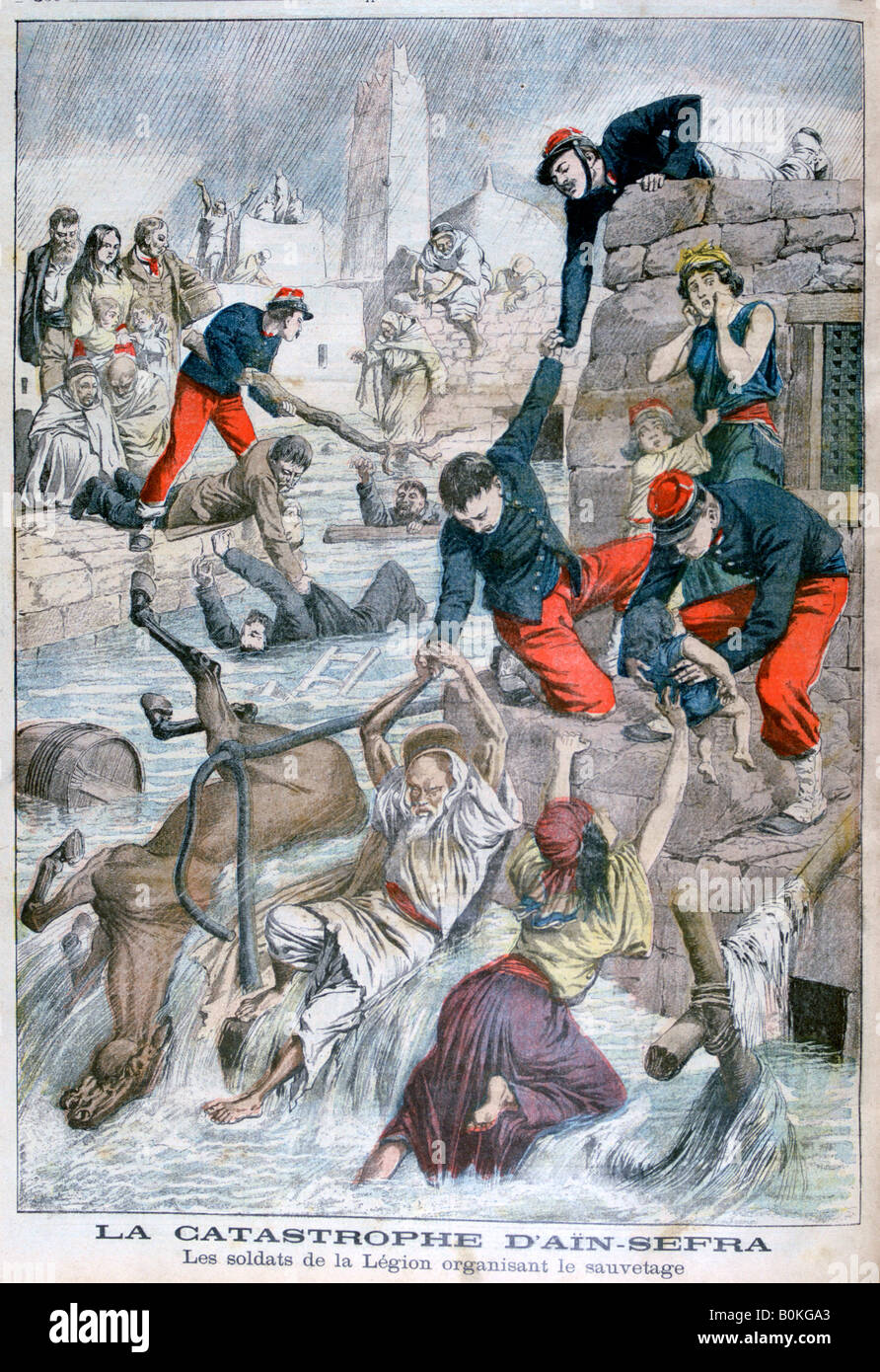 Flash flood at Ain Sefra, Algeria, 1904. Artist: Unknown Stock Photo