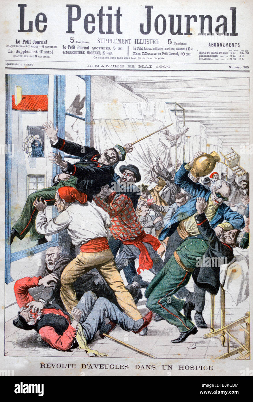 Revolt by blind men in a hospice, France, 1904. Artist: Unknown Stock Photo