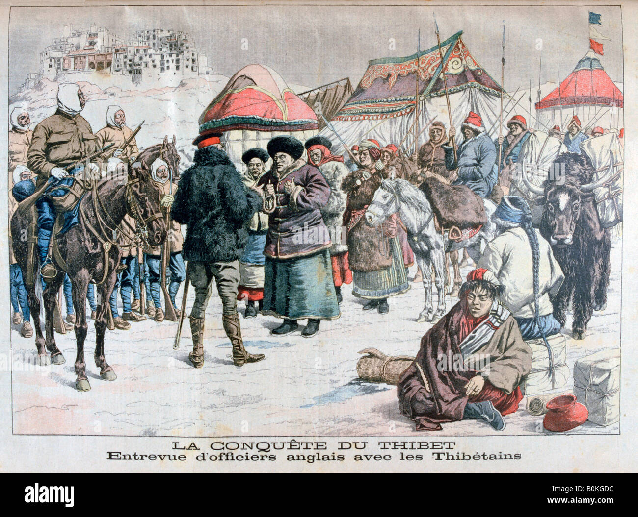 Armed invasion of Tibet by British and Indian forces, 1904. Artist: Unknown Stock Photo