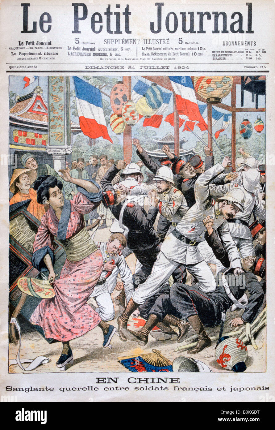 Fight between French and Japanese soldiers during the Russo-Japanese