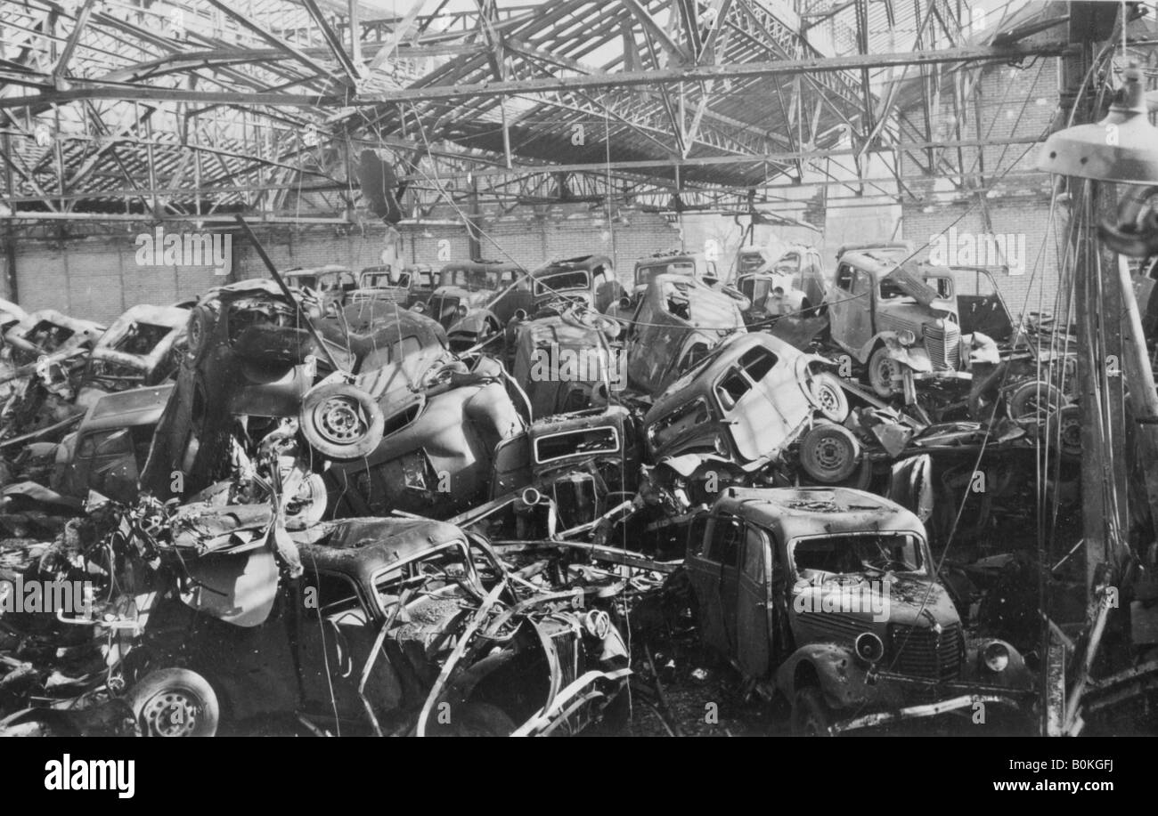 Ruins of the Renault Factory, Boulogne-Billancourt, Paris, c1942. Artist: Unknown Stock Photo