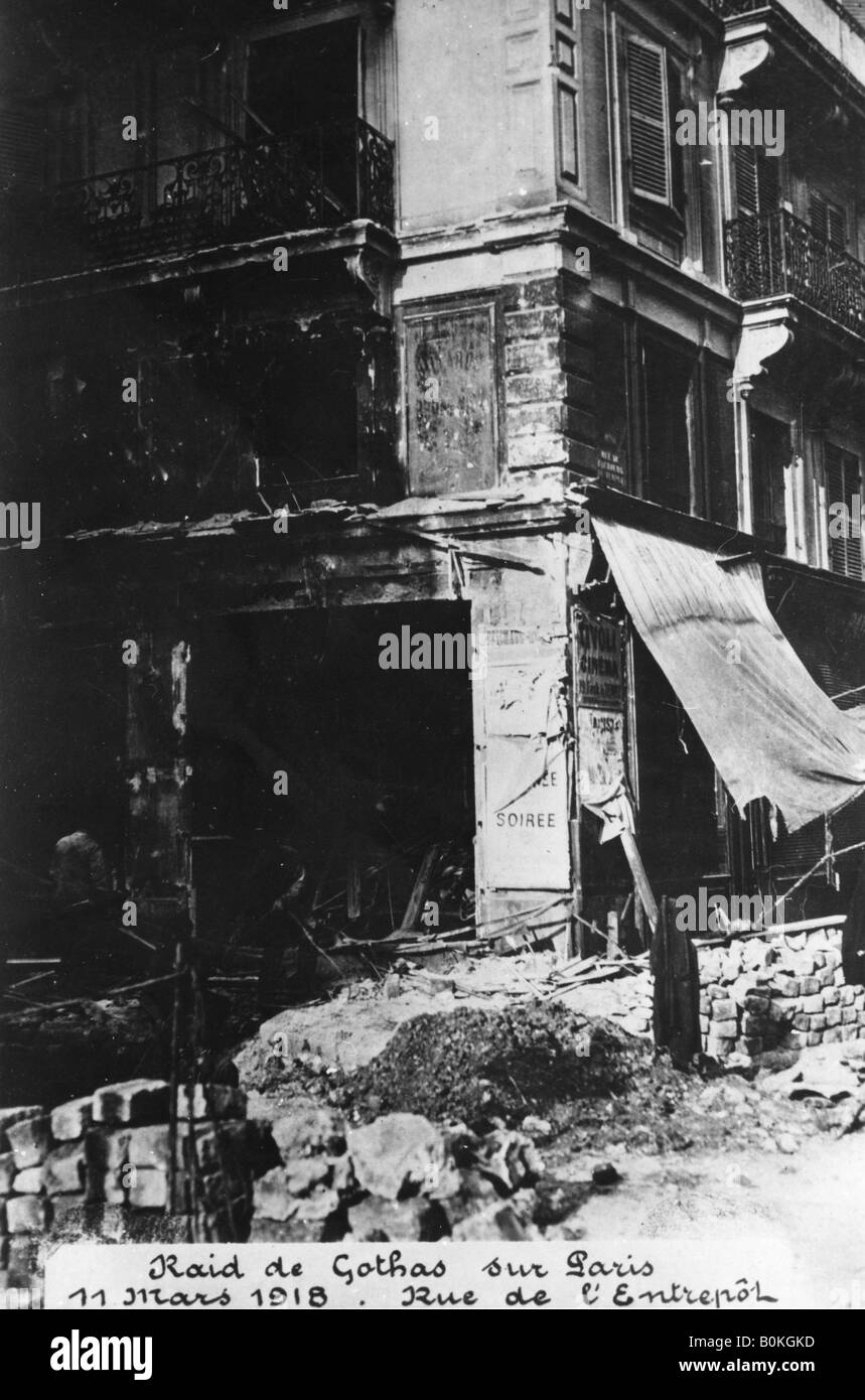 Damage after a raid by German Gotha bombers, Paris, 11th March 1918. Artist: Unknown Stock Photo
