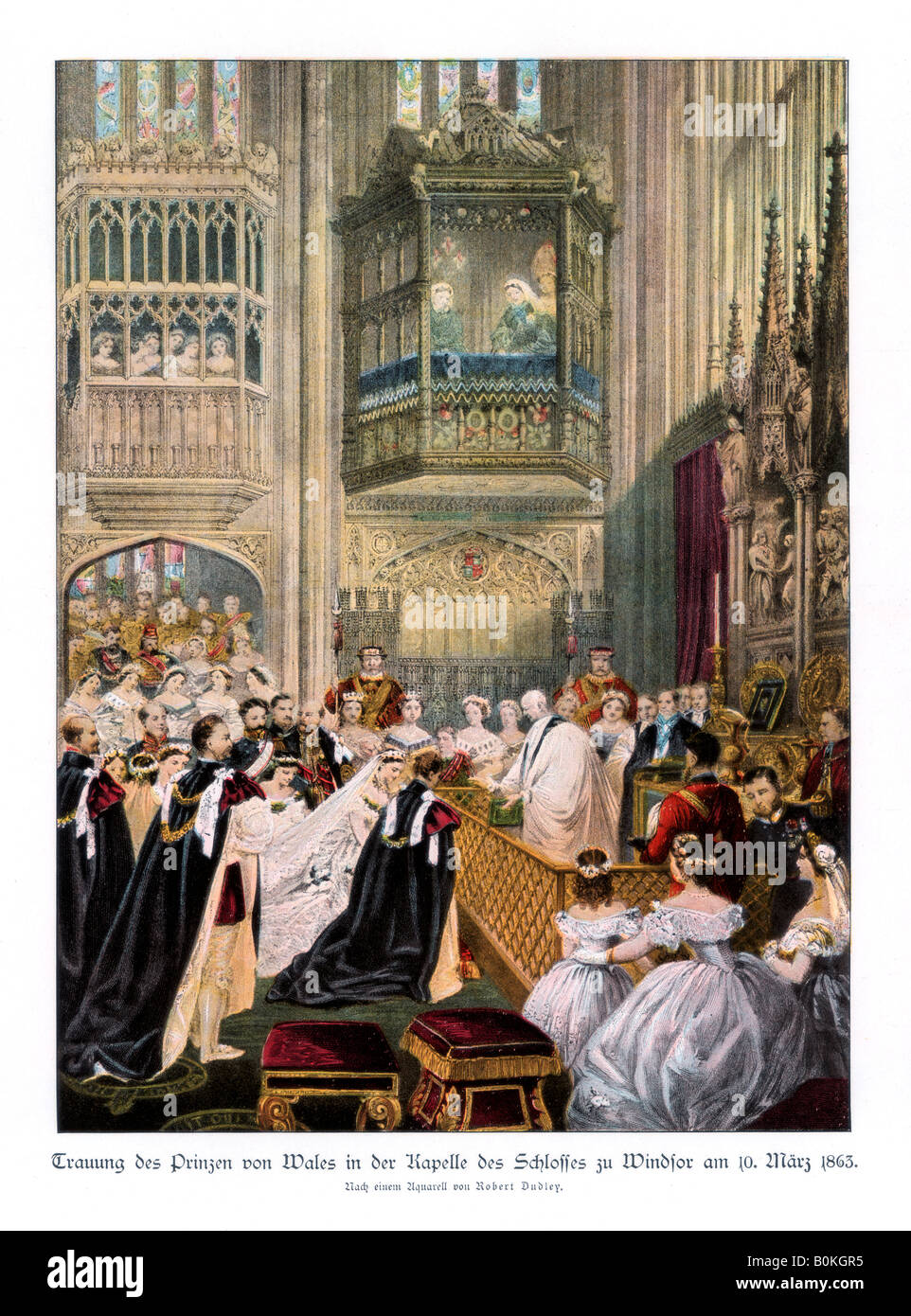 Princess Alexandra's and Prince Edward's wedding, St Georges Chapel at Windsor, (10th March 1863), 1Artist: Robert Dudley Stock Photo