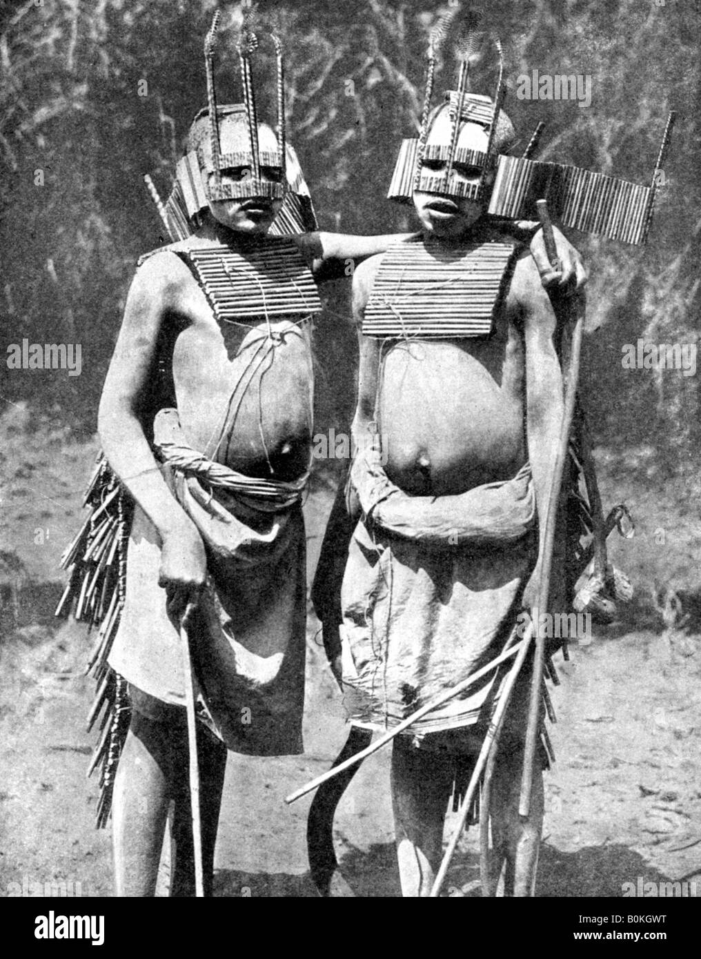 Two witch-doctors, Tanganyika (Tanzania), Africa, 1936.Artist: GPA Stock Photo