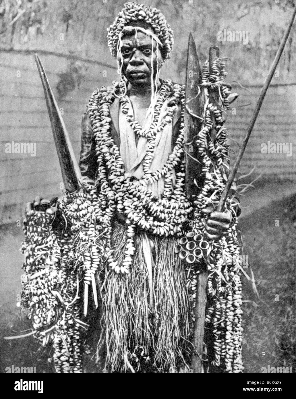 A witch-doctor, Uganda, Africa, 1936.Artist: Wide World Photos Stock Photo