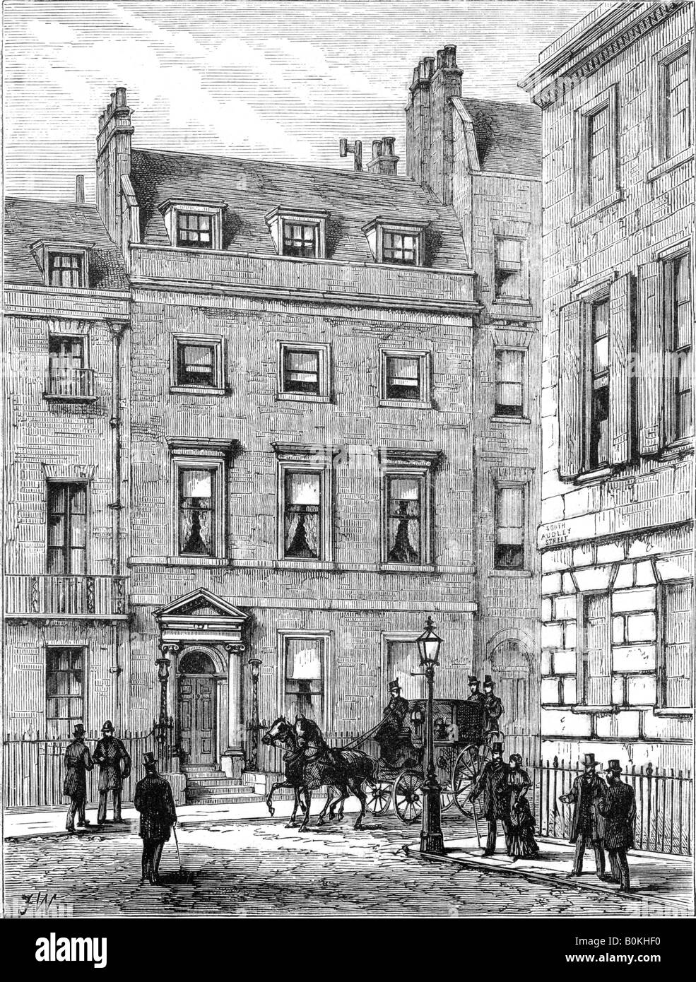 Lord Beaconsfield's house, 19, Curzon Street, Mayfair, London, 1900. Artist: Unknown Stock Photo