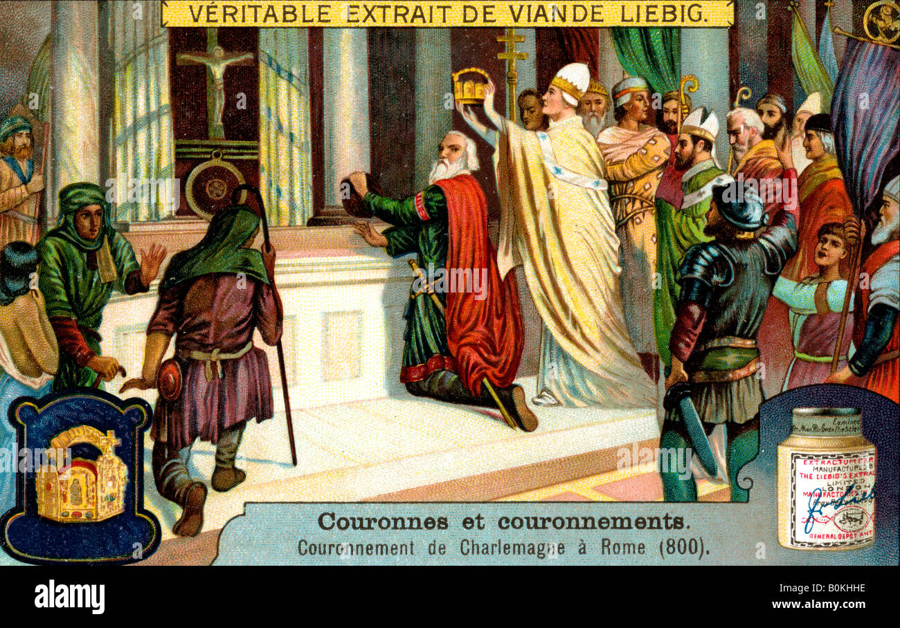 The Crowning of Charlemagne in Rome 800, (c1900). Artist: Unknown Stock Photo
