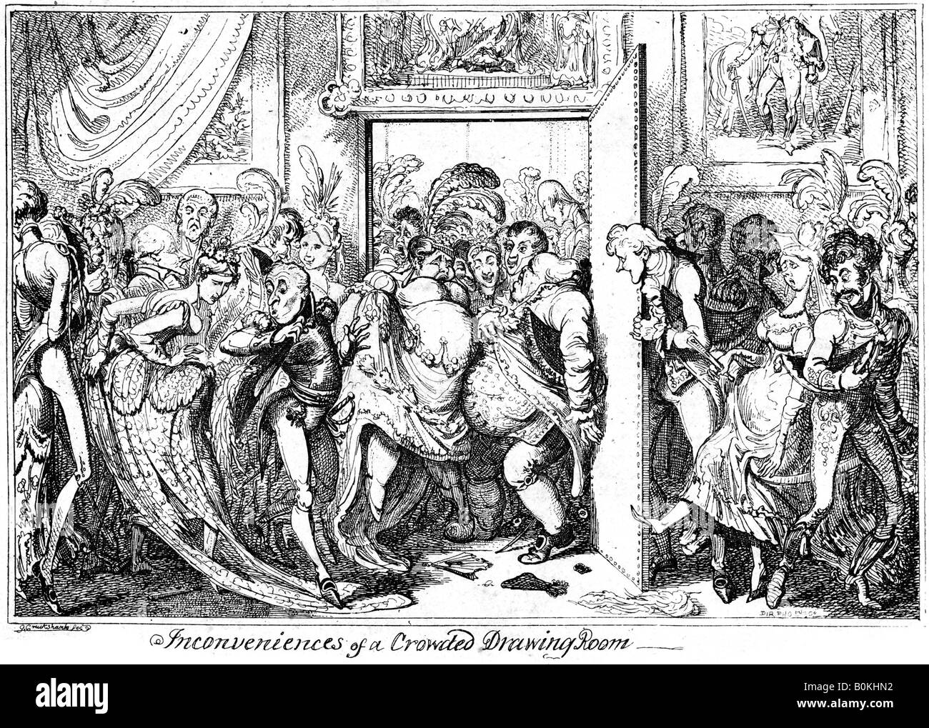'Inconvenience of a Crowded Drawing Room', 1818.Artist: George Cruikshank Stock Photo