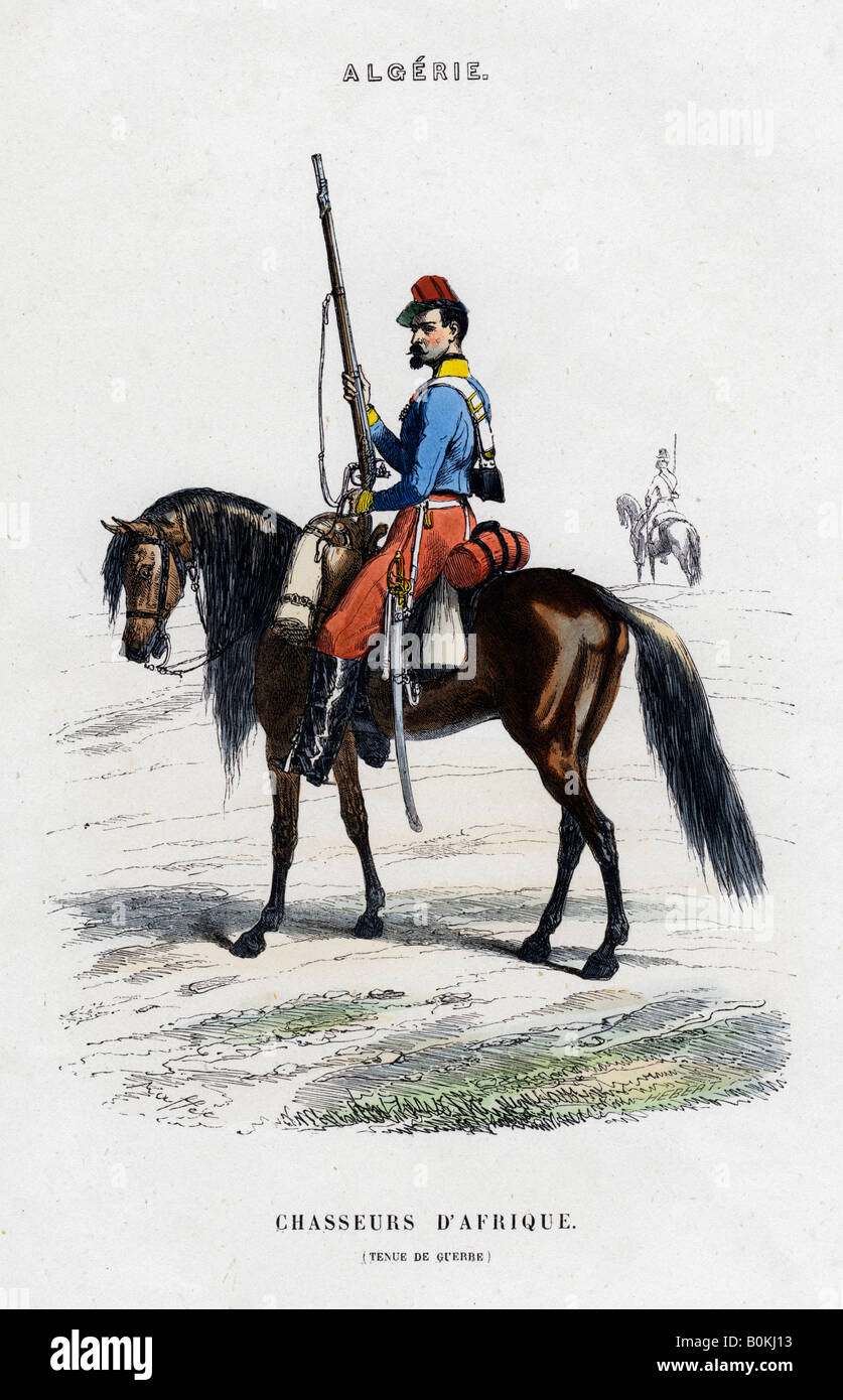 African Light Horse; French Army in Algeria. Artist: Unknown Stock Photo
