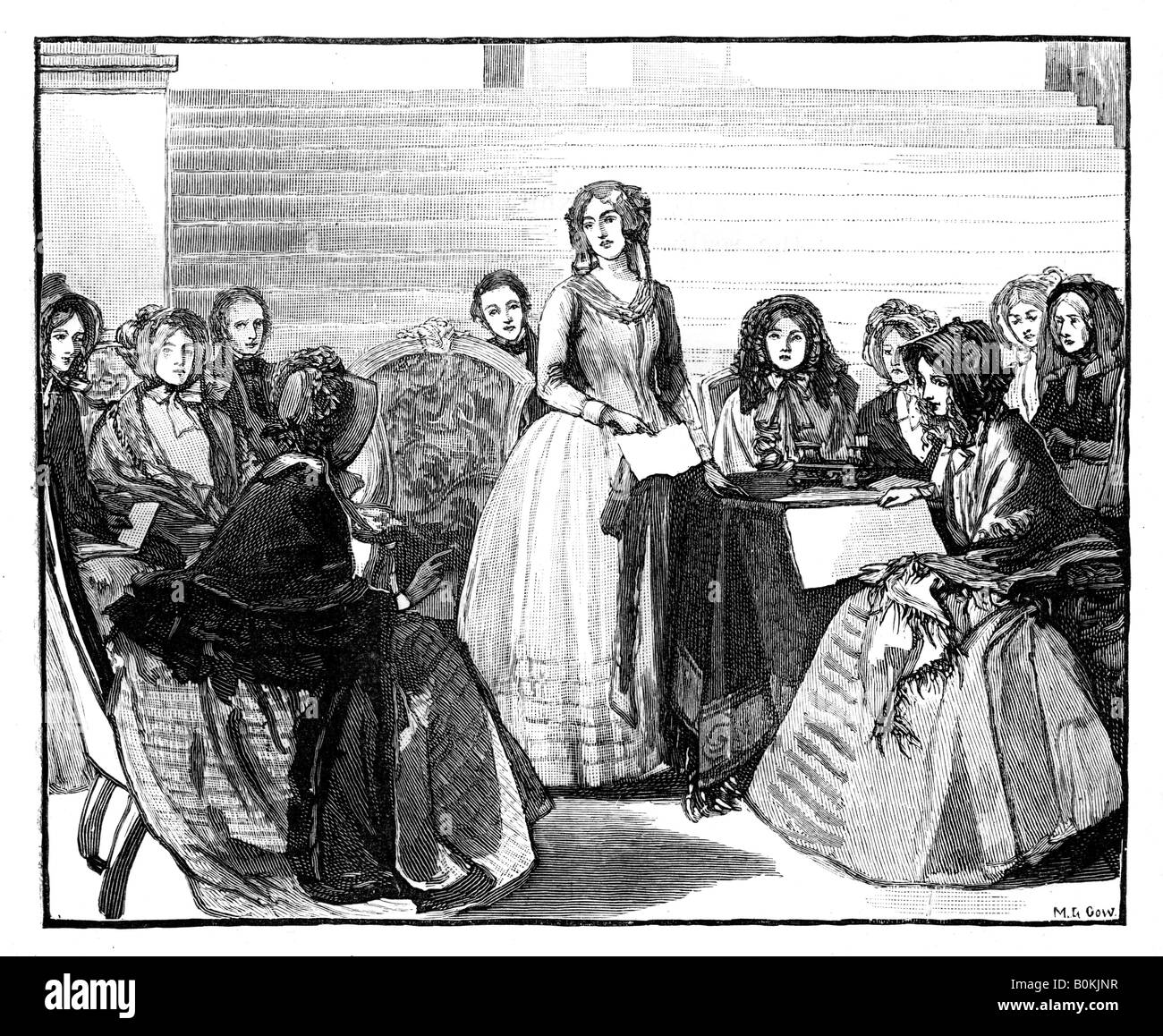 Meeting of the Ladies' Committee at Stafford House, mid-late 19th century, (1888).Artist: M G Gow Stock Photo