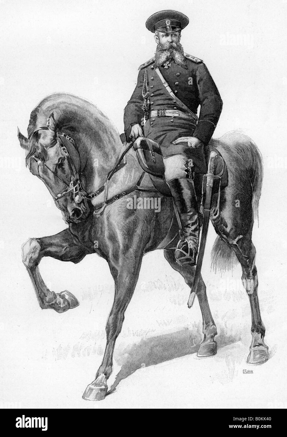 Field Marshal Joseph Gourko, Russian Field Marshal, 19th century.Artist: E Florian Stock Photo