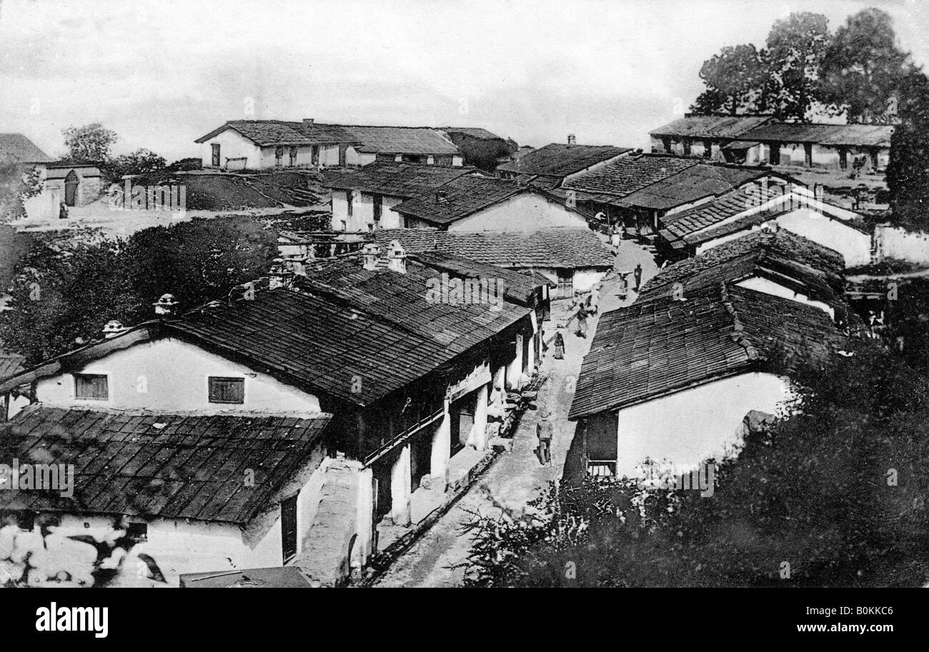 Regimental bazaar, Ranikhet, Uttaranchal, India, early 20th century. Artist: Unknown Stock Photo