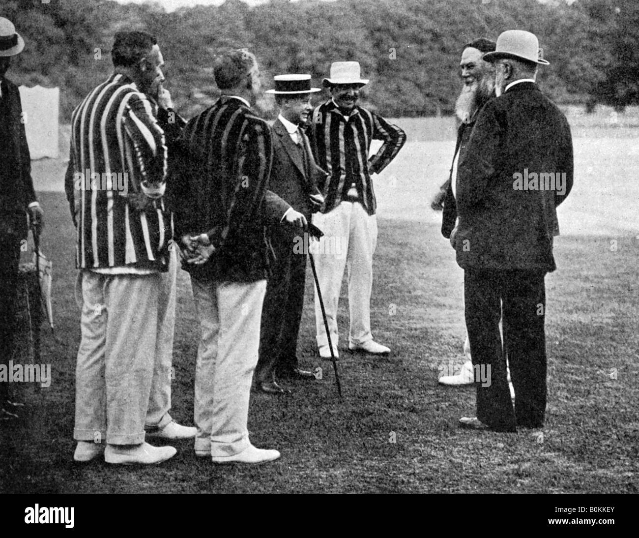 Royal cricketers at Cumberland Lodge, Windsor Great Park, Berkshire, 1911 (1912).Artist: Ernest Brook Stock Photo