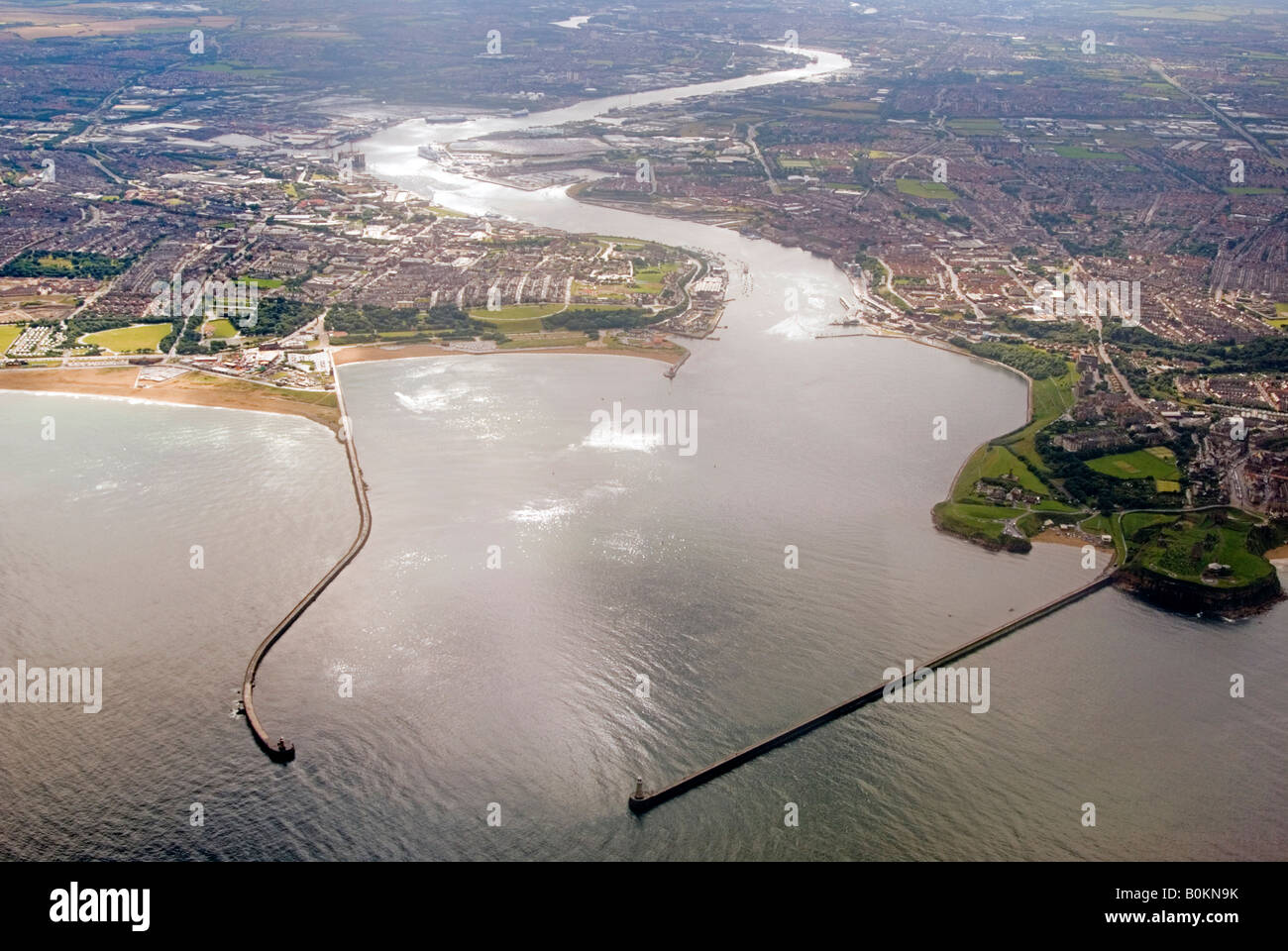 Arial view of River Tyne Entrance Stock Photo