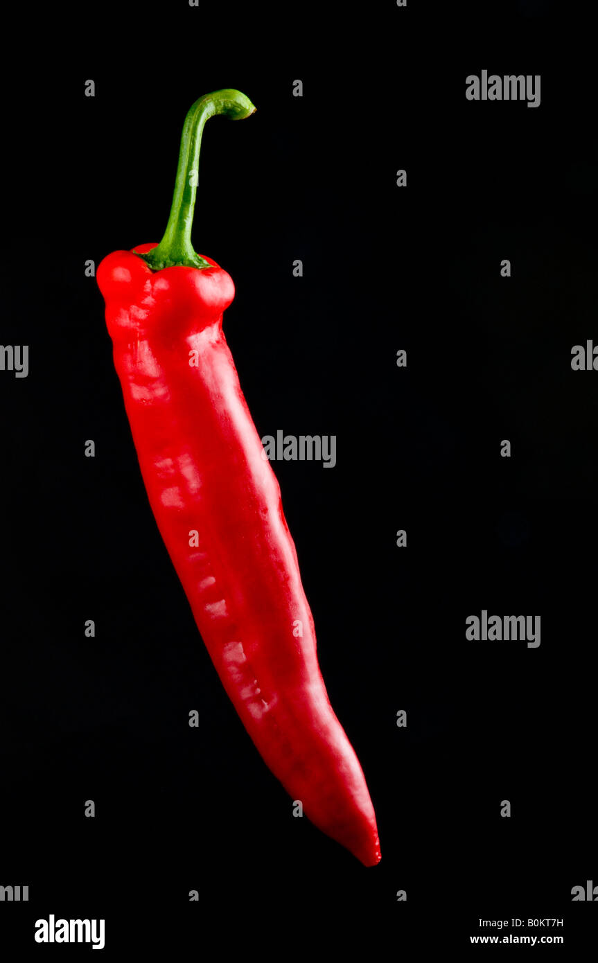Sweet red pepper on black background Stock Photo - Alamy